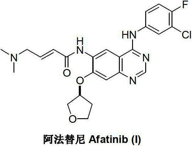 Chemical structure of Afatinib showing the quinazoline core and side chains