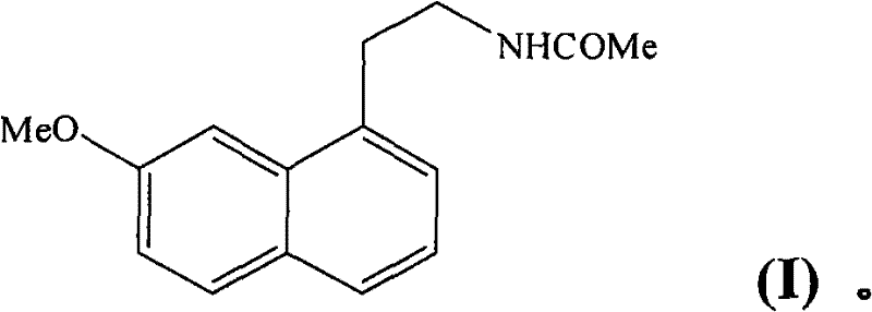 Chemical structure of Agomelatine (Formula I) showing the naphthalene core and acetamide side chain