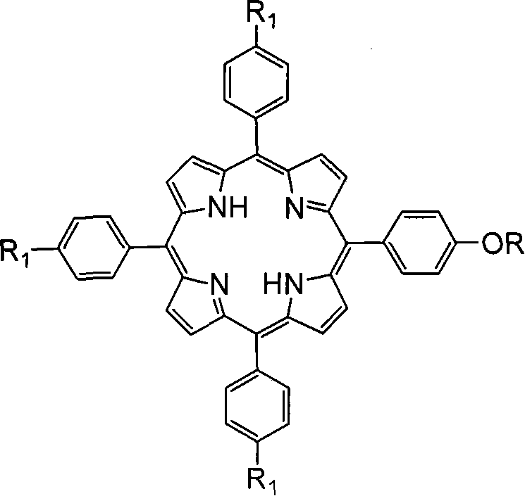 General chemical structure of alkoxy porphyrin showing variable R groups for customization
