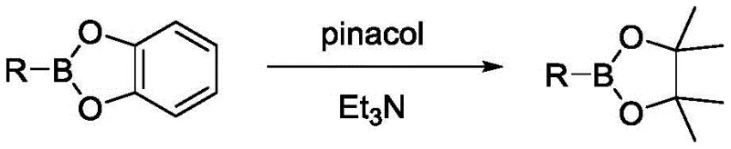 Conversion of air-sensitive catechol boronate to stable pinacol boronate ester