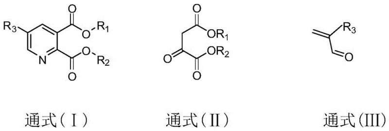 General chemical structures of the target pyridine derivative (I), beta-diketone precursor (II), and acrolein precursor (III)