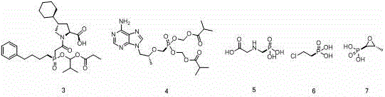 Chemical structures of pharmaceutical and agrochemical products containing phosphonyl groups such as Fosinopril and Glyphosate