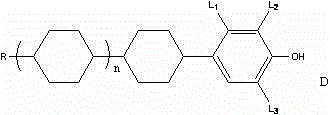 General Formula I of alkylcyclohexylphenol liquid crystal intermediates showing variable alkyl chains and fluorine substitutions