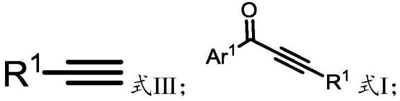 General chemical structures of alkynone products and reactants showing Ar1 and R1 substituents