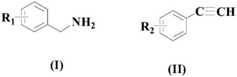 General reaction scheme showing the conversion of benzylamine and aryl alkyne to alkynone compounds using the dual-catalyst system