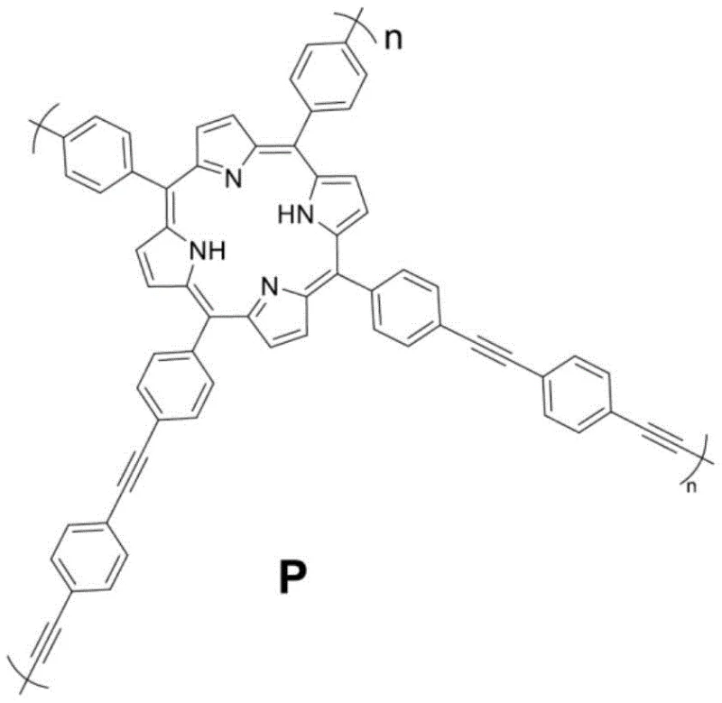 Chemical structure of the insoluble polyporphyrin photosensitizer P used in the reaction