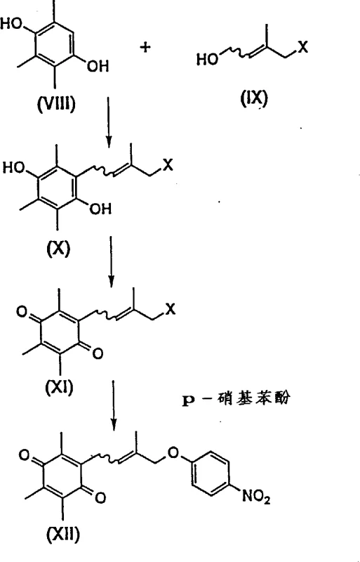Prior art reaction scheme showing unstable allyl halide condensation and oxidation steps