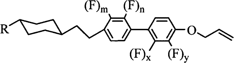 General structural formula I of the novel allyloxy polyfluoro liquid crystal compound