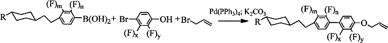 Reaction scheme showing the one-pot Suzuki coupling and nucleophilic substitution synthesis route
