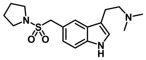 Chemical structure of Almotriptan showing the indole core and side chains