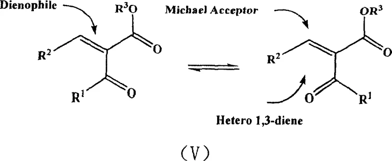 General structure of alpha-acyl substituted alpha-beta-unsaturated ester showing its versatility as a dienophile and Michael acceptor