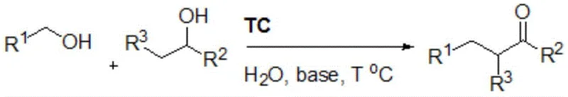 General reaction scheme for preparing alpha-alkyl substituted ketones using cyclic iridium catalyst TC in water