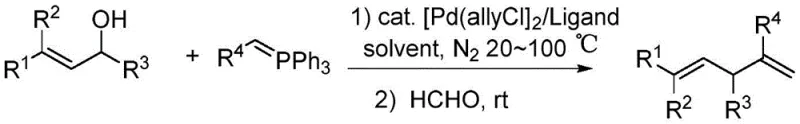General reaction scheme for the synthesis of alpha-allyl substituted alpha,beta-unsaturated compounds using allylic alcohols and phosphorus ylides
