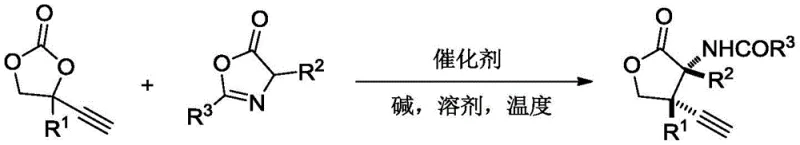 General reaction scheme showing copper-catalyzed decarboxylative 3+2 cycloaddition