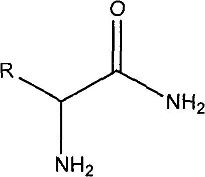 General structural formula of alpha-substituted-2-aminoacetamide showing variable R groups
