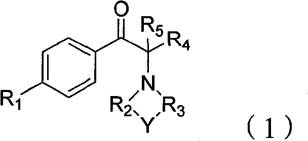 General chemical structure of alpha-azyl aryl alkyl ketone compound formula 1