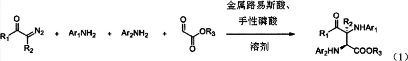 General reaction scheme for the synthesis of alpha,beta-diamino acid derivatives via four-component coupling
