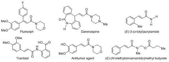 Examples of bioactive alpha,beta-unsaturated amide drugs like Flumorph and Tranilast