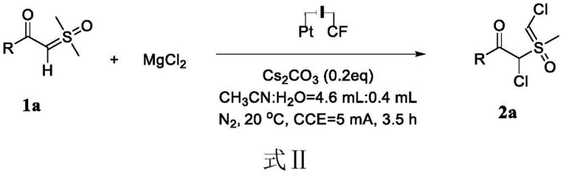 General reaction scheme showing electrocatalytic dichlorination of alpha-carbonyl sulfoxide ylide using MgCl2