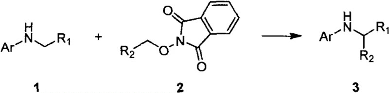 General reaction scheme for the synthesis of alpha-substituted glycine derivatives via visible light photocatalysis