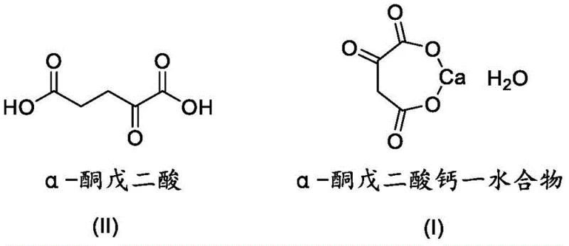 Chemical structures of alpha-ketoglutaric acid and its calcium salt monohydrate