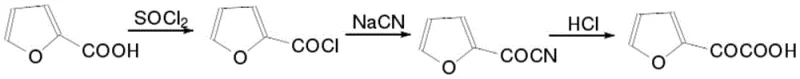 Traditional synthetic route involving toxic chlorination and cyanidation steps