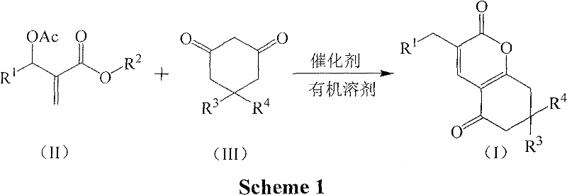 General reaction scheme for alpha-pyrone derivatives synthesis via Baylis-Hillman adducts and 1,3-cyclohexanedione