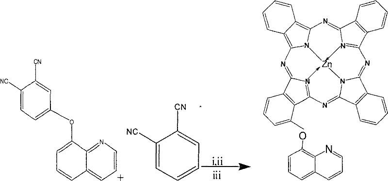 Synthetic route of alpha-(8-quinolineoxy) monosubstituted zinc phthalocyanine via DBU-catalyzed cyclization