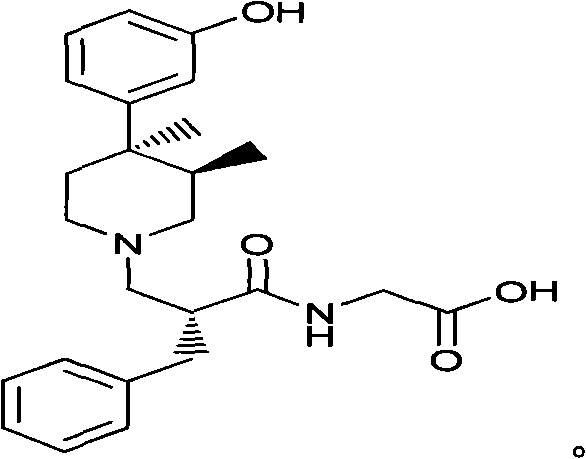 Chemical structure of Alvimopan showing the core piperidine and phenylpropionyl moieties