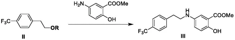 Condensation reaction scheme forming compound III from protected intermediate and methyl 5-aminosalicylate