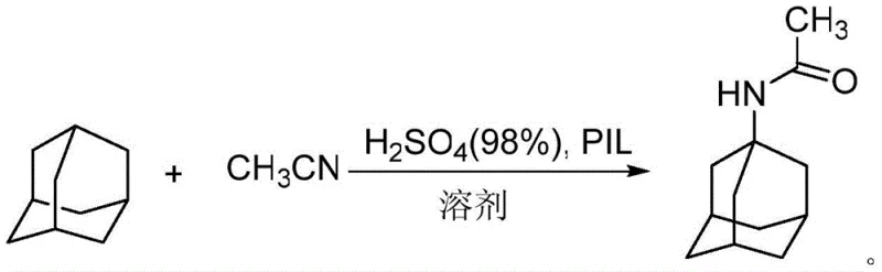 Reaction scheme for PIL-1 catalyzed amidation of adamantane to 1-acetamidoadamantane