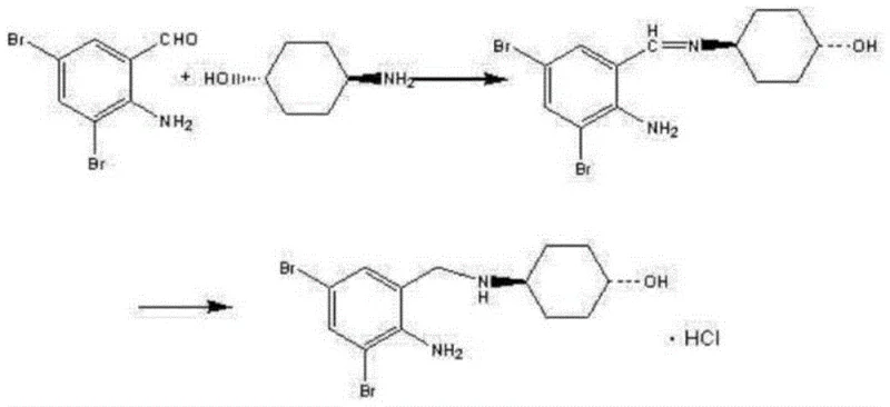 Prior art synthesis route showing the unstable Schiff base intermediate formed from aldehyde condensation