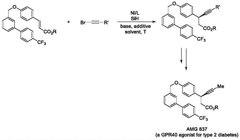 Synthetic route for AMG 837 using the developed nickel-catalyzed method