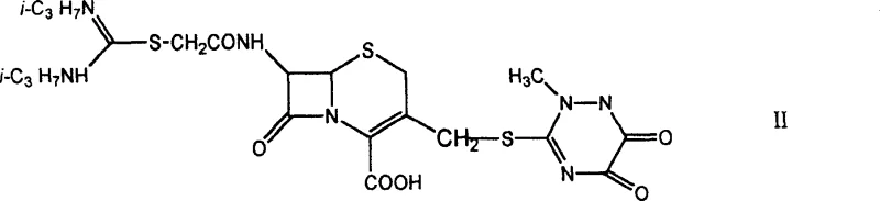 Chemical structure of the preferred cephalosporin derivative showing the C3 triazine and C7 side chain