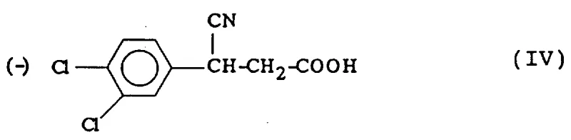 Structure of optically pure (-)-3-cyano-3-(3,4-dichlorophenyl)propionic acid (Compound IV)