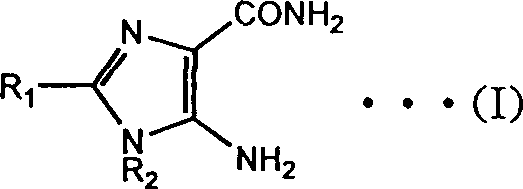General chemical structure of 4(5)-amino-5(4)-carbamoylimidazole derivatives (Formula I)