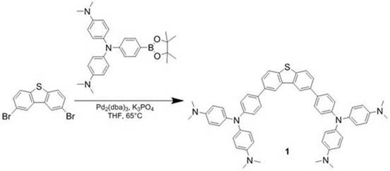 Synthesis route of amino-substituted dibenzothiophene sulfoxide via Suzuki coupling and oxidation