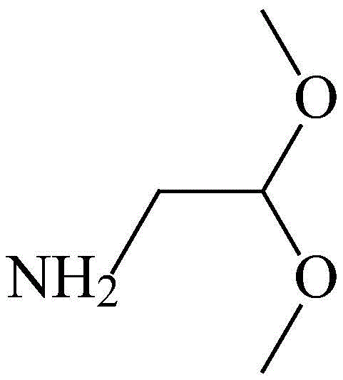 Chemical structure of Aminoacetaldehyde dimethyl acetal showing the primary amine and dimethyl acetal functional groups