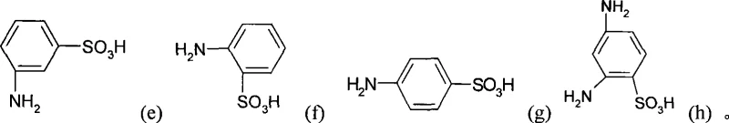 Structures of aminobenzenesulfonic acid products corresponding to the reactant isomers