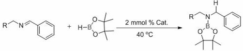 General reaction scheme for the hydroboration of imines with pinacolborane catalyzed by disilylamine rare earth complex