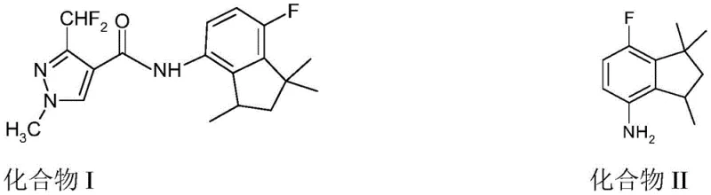 Chemical structures of fungicidal Compound I and its key intermediate Compound II