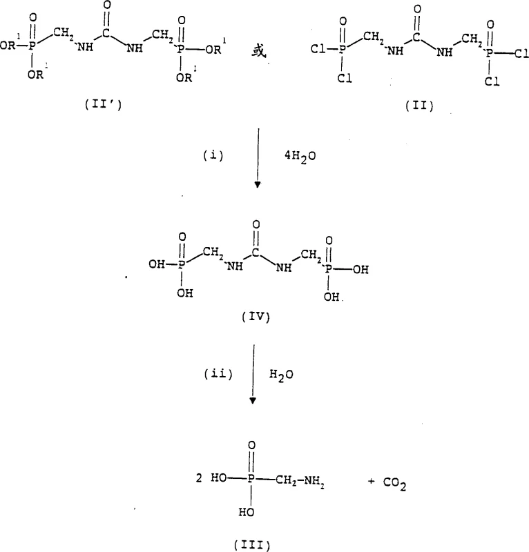 Reaction Scheme 3 detailing the two-step hydrolysis mechanism of the phosphonated urea intermediate