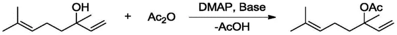 Base catalyzed esterification using DMAP showing standard protocol