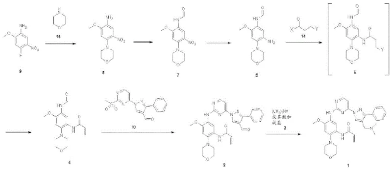 Overall reaction scheme 1 showing the novel safe synthetic route