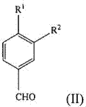 General formula II showing the substituted benzaldehyde starting material