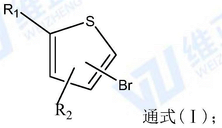 General Formula I showing the bromothiophene substrate structure with variable R groups