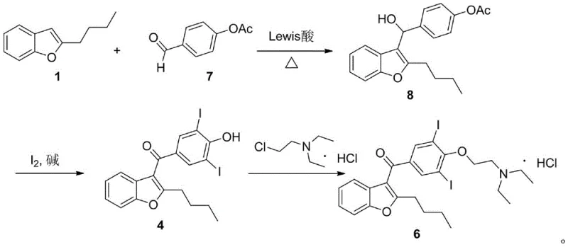 Overall reaction scheme for the new green synthesis of Amiodarone Hydrochloride