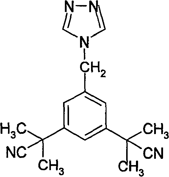 Chemical structure of the specific isomeric impurity formed during Anastrozole synthesis