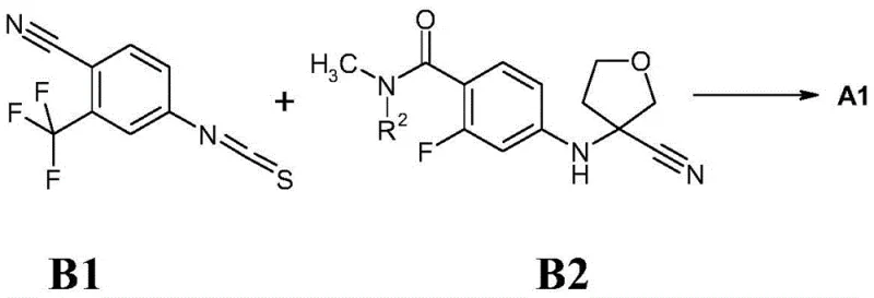 Conventional synthesis Scheme 1 showing racemic formation and difficult chiral separation