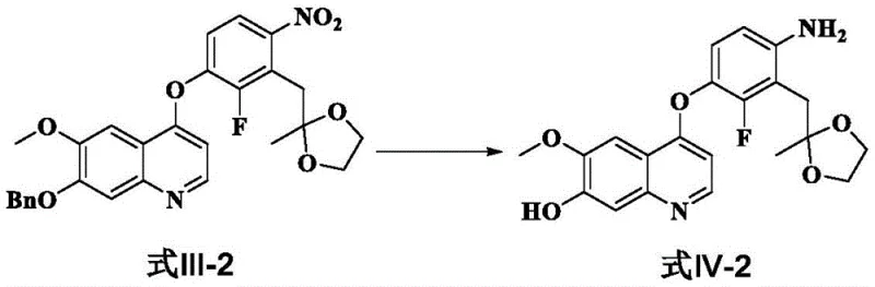 Novel synthetic route converting nitro compound III-2 to amino intermediate IV-2
